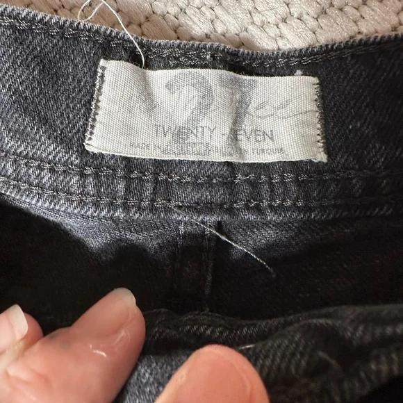 Free People Button Fly High Rise Super Wide Leg Cropped Landry Jeans Sz 27 Black - Picture 7 of 9